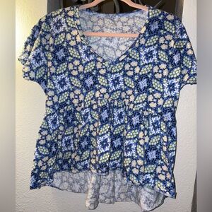 LOFT Multicolor Floral Peplum Blouse